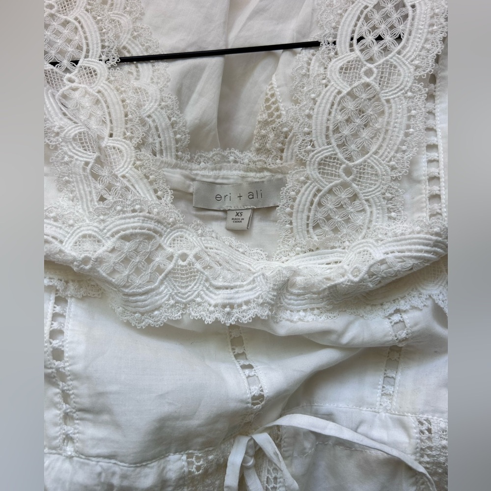 Anthropologie Eri+ tAli Gustavia Embroidered White Prairie Dress Lace - Picture 8 of 8